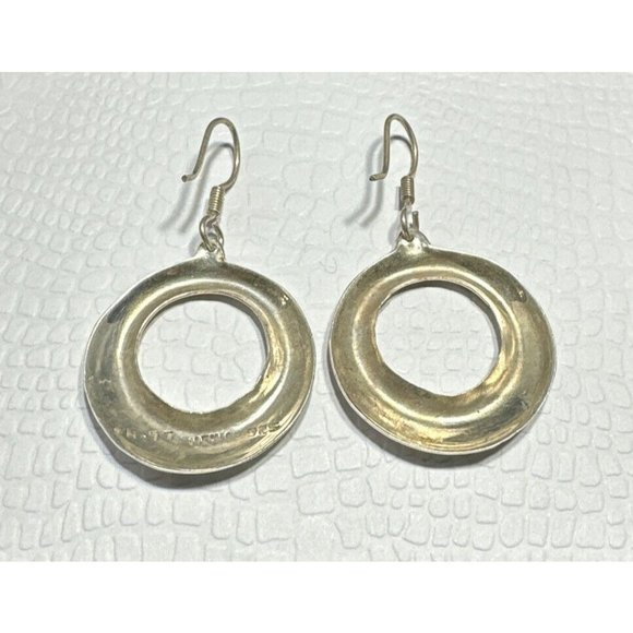 Signed Taxco Mexico Sterling Silver Hoop Earrings Dangle TR-77 - Picture 6 of 6